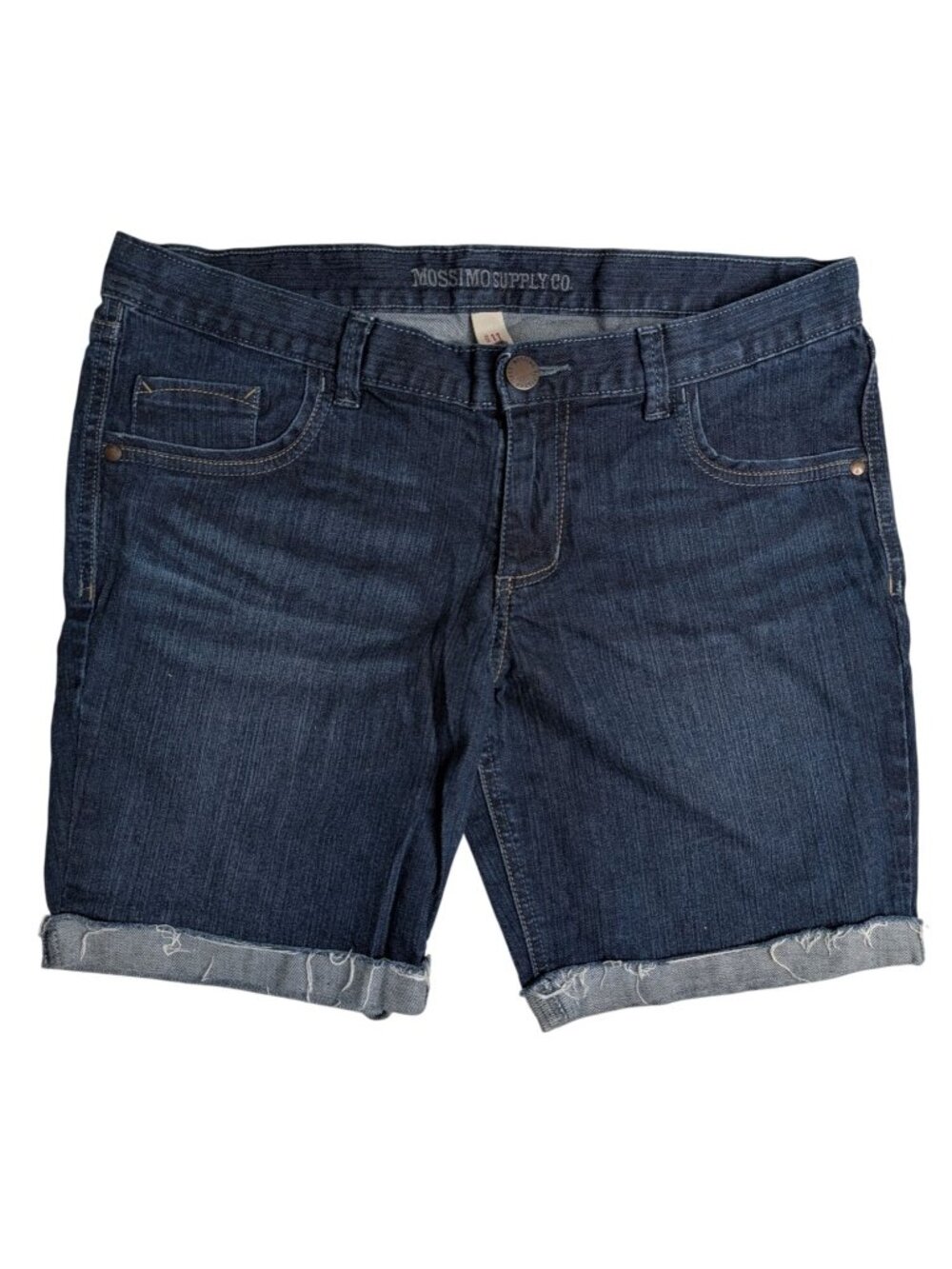 Mossimo Supply Co Womens Size 11 Dark Wash Denim Shorts With Cuffed Hem - Picture 2 of 8